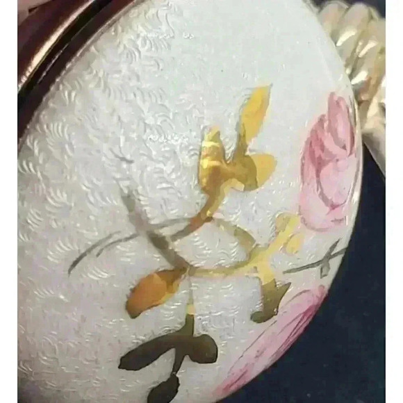 Vintage Brooch Double Locket Guilloche Roses NOS Ball & Ribbon Bow 12k Gold GE - Picture 5 of 10